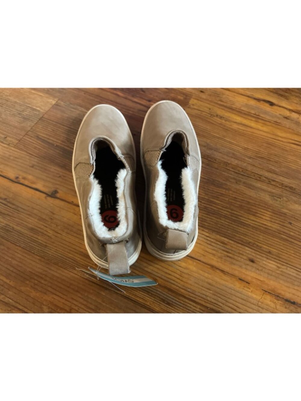Toms Bryce Women's Taupe Faux Fur-Lined Bryce Leather Hi-Top Sneaker US 6 New - Picture 2 of 4